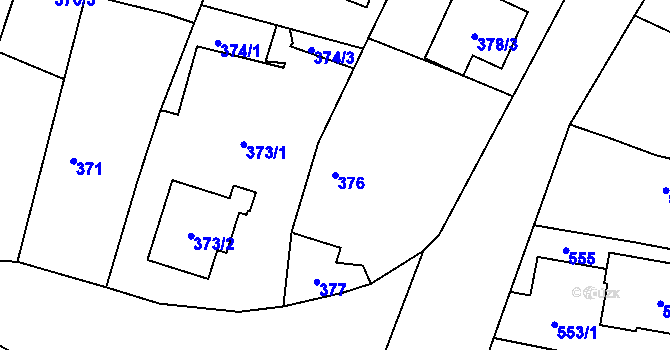 Parcela st. 376 v KÚ Malé Hoštice, Katastrální mapa