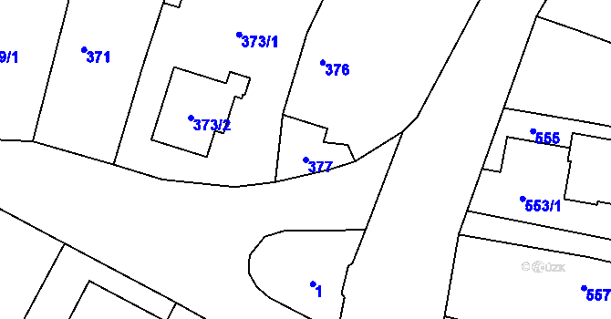 Parcela st. 377 v KÚ Malé Hoštice, Katastrální mapa