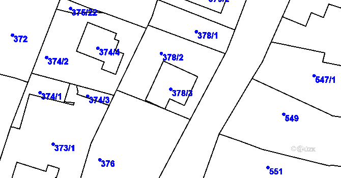 Parcela st. 378/3 v KÚ Malé Hoštice, Katastrální mapa