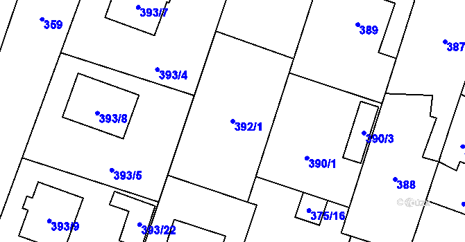 Parcela st. 392/1 v KÚ Malé Hoštice, Katastrální mapa