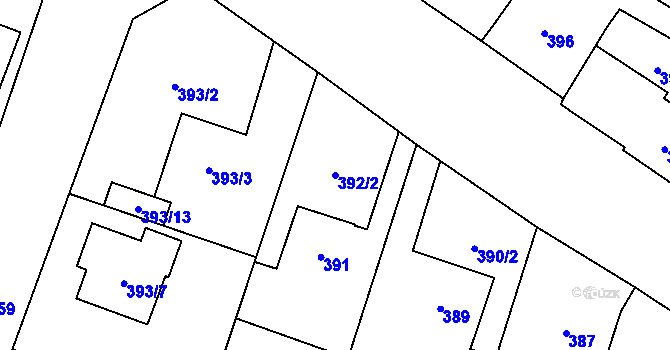 Parcela st. 392/2 v KÚ Malé Hoštice, Katastrální mapa