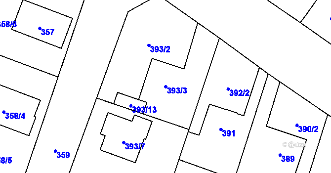 Parcela st. 393/3 v KÚ Malé Hoštice, Katastrální mapa