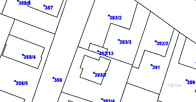 Parcela st. 393/13 v KÚ Malé Hoštice, Katastrální mapa