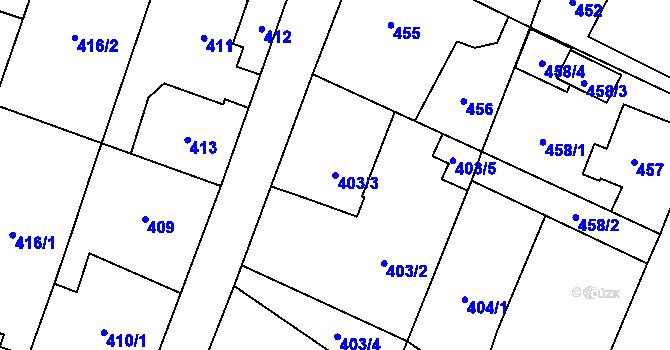 Parcela st. 403/3 v KÚ Malé Hoštice, Katastrální mapa