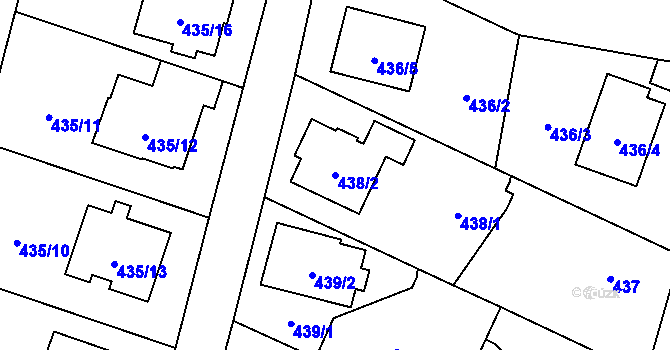 Parcela st. 438/2 v KÚ Malé Hoštice, Katastrální mapa