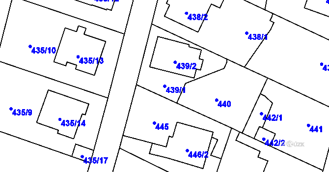 Parcela st. 439/1 v KÚ Malé Hoštice, Katastrální mapa