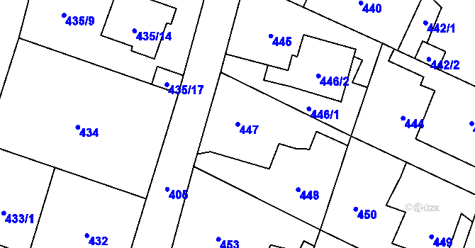 Parcela st. 447 v KÚ Malé Hoštice, Katastrální mapa