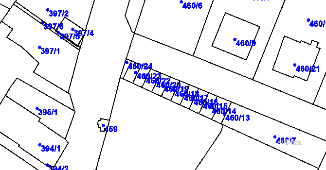 Parcela st. 460/19 v KÚ Malé Hoštice, Katastrální mapa