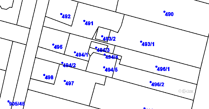 Parcela st. 494/4 v KÚ Malé Hoštice, Katastrální mapa