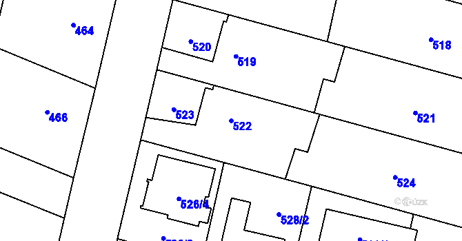 Parcela st. 522 v KÚ Malé Hoštice, Katastrální mapa