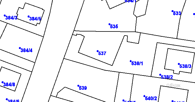 Parcela st. 537 v KÚ Malé Hoštice, Katastrální mapa