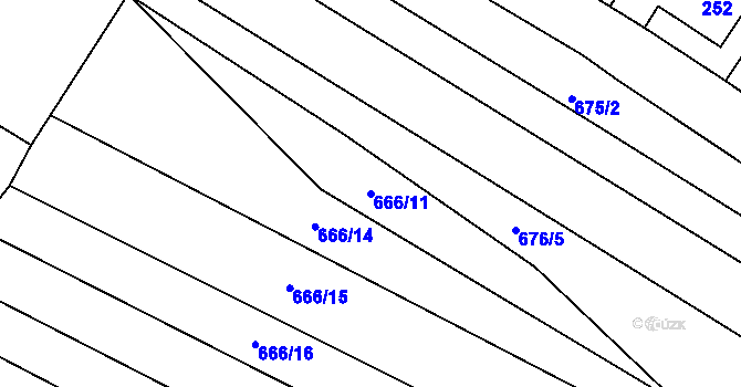 Parcela st. 666/11 v KÚ Malé Hoštice, Katastrální mapa