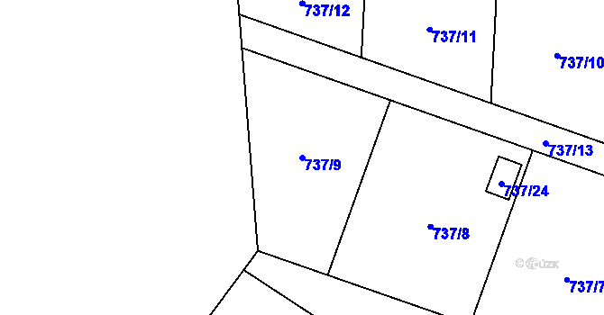 Parcela st. 737/9 v KÚ Malé Hoštice, Katastrální mapa