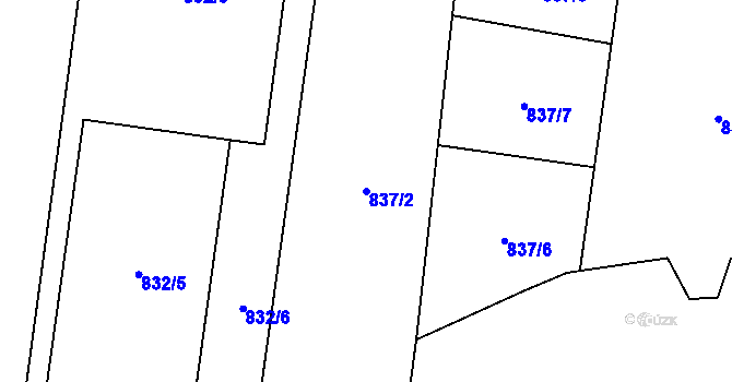 Parcela st. 837/2 v KÚ Malé Hoštice, Katastrální mapa
