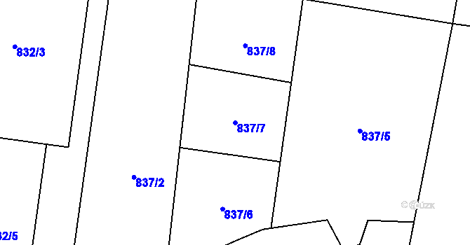 Parcela st. 837/7 v KÚ Malé Hoštice, Katastrální mapa