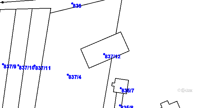 Parcela st. 837/12 v KÚ Malé Hoštice, Katastrální mapa
