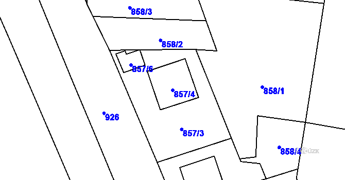 Parcela st. 857/4 v KÚ Malé Hoštice, Katastrální mapa