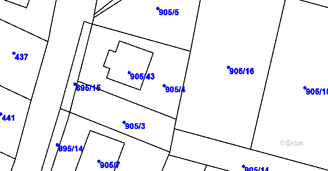 Parcela st. 905/4 v KÚ Malé Hoštice, Katastrální mapa