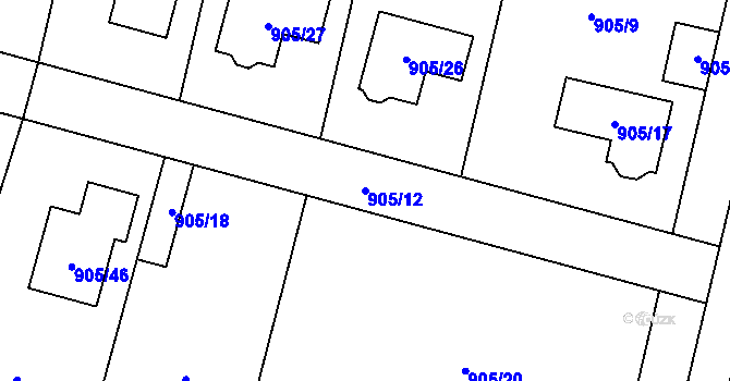 Parcela st. 905/12 v KÚ Malé Hoštice, Katastrální mapa