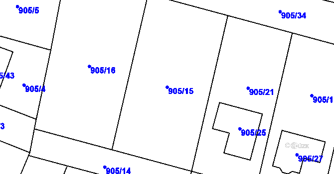 Parcela st. 905/15 v KÚ Malé Hoštice, Katastrální mapa