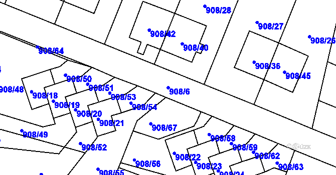 Parcela st. 908/6 v KÚ Malé Hoštice, Katastrální mapa