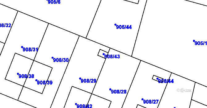 Parcela st. 908/43 v KÚ Malé Hoštice, Katastrální mapa