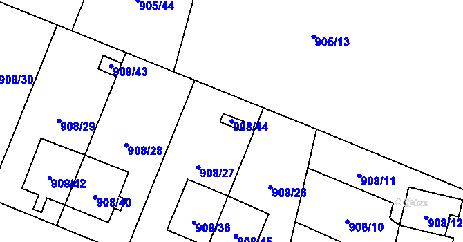 Parcela st. 908/44 v KÚ Malé Hoštice, Katastrální mapa