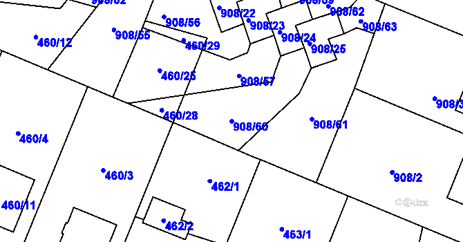 Parcela st. 908/60 v KÚ Malé Hoštice, Katastrální mapa