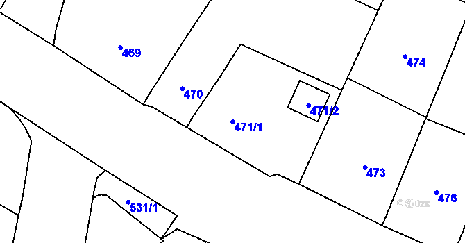 Parcela st. 471/1 v KÚ Malé Hoštice, Katastrální mapa