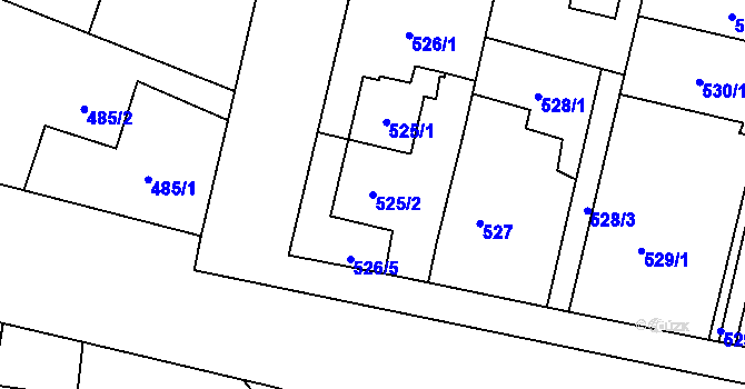 Parcela st. 525/2 v KÚ Malé Hoštice, Katastrální mapa