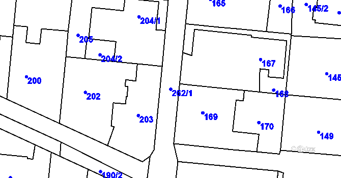Parcela st. 262/1 v KÚ Malé Hoštice, Katastrální mapa