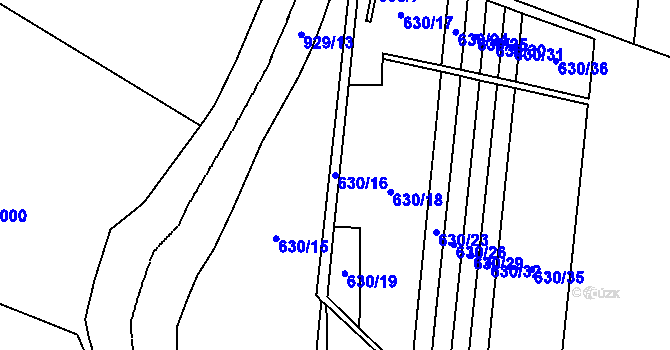 Parcela st. 630/16 v KÚ Malé Hoštice, Katastrální mapa