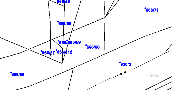 Parcela st. 666/60 v KÚ Malé Hoštice, Katastrální mapa