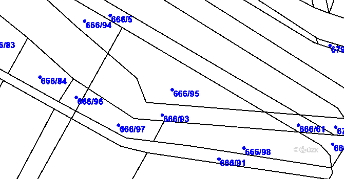 Parcela st. 666/95 v KÚ Malé Hoštice, Katastrální mapa