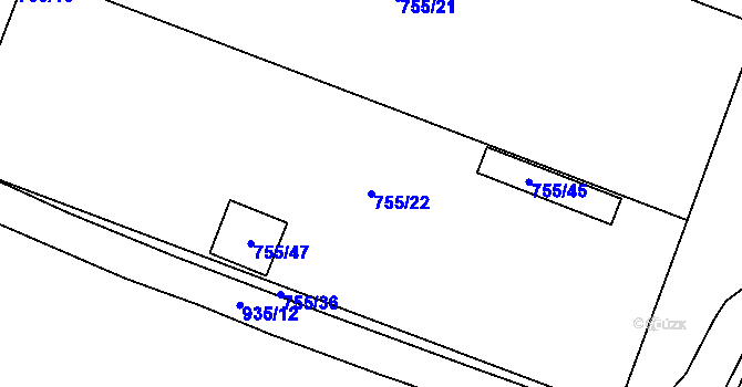 Parcela st. 755/22 v KÚ Malé Hoštice, Katastrální mapa