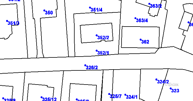 Parcela st. 352/1 v KÚ Malé Hoštice, Katastrální mapa