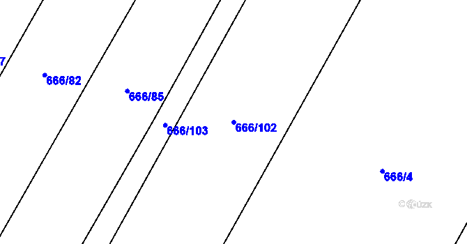 Parcela st. 666/102 v KÚ Malé Hoštice, Katastrální mapa