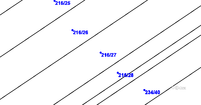 Parcela st. 216/27 v KÚ Oplocany, Katastrální mapa
