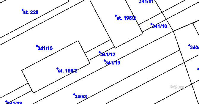 Parcela st. 341/12 v KÚ Oplocany, Katastrální mapa