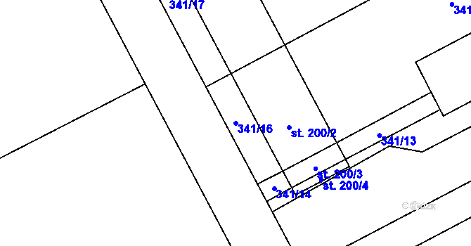 Parcela st. 341/16 v KÚ Oplocany, Katastrální mapa