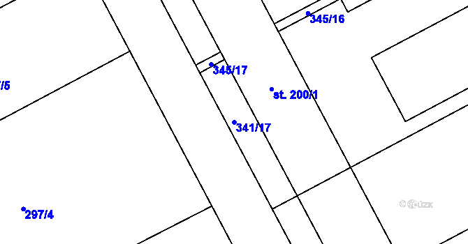 Parcela st. 341/17 v KÚ Oplocany, Katastrální mapa