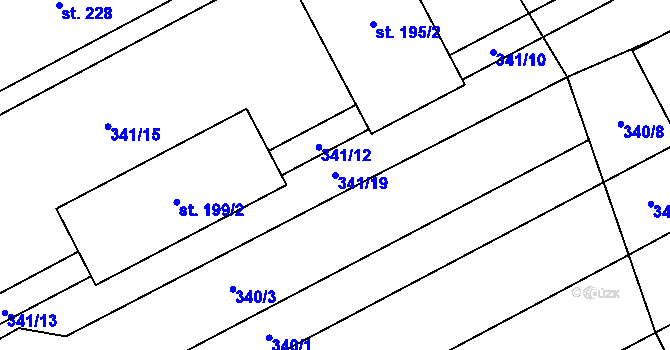 Parcela st. 341/19 v KÚ Oplocany, Katastrální mapa
