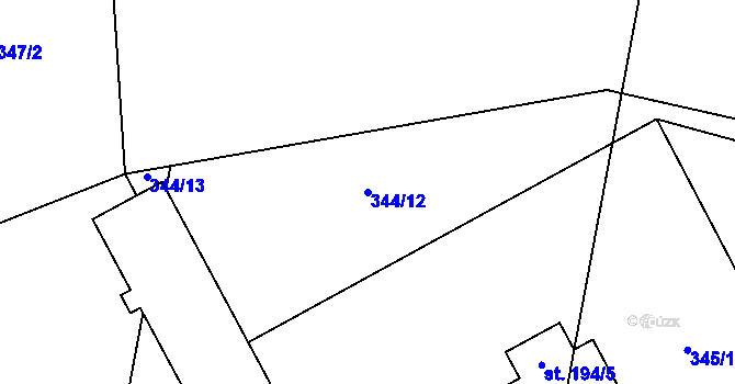 Parcela st. 344/12 v KÚ Oplocany, Katastrální mapa