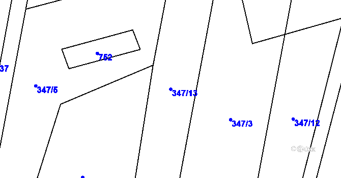 Parcela st. 347/13 v KÚ Oplocany, Katastrální mapa