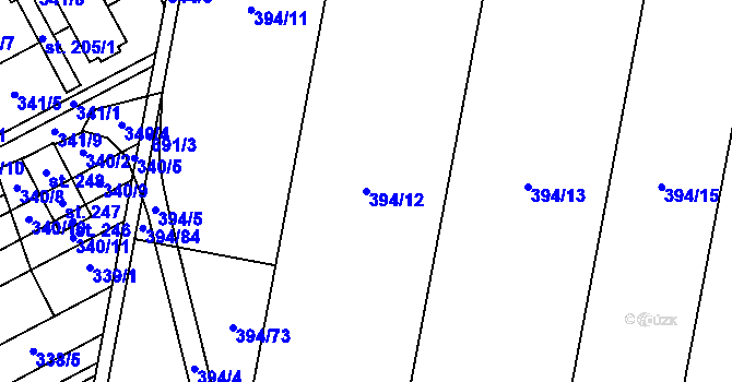 Parcela st. 394/12 v KÚ Oplocany, Katastrální mapa