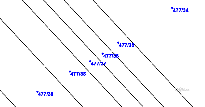 Parcela st. 477/36 v KÚ Oplocany, Katastrální mapa