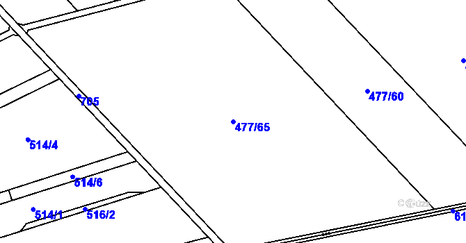 Parcela st. 477/65 v KÚ Oplocany, Katastrální mapa