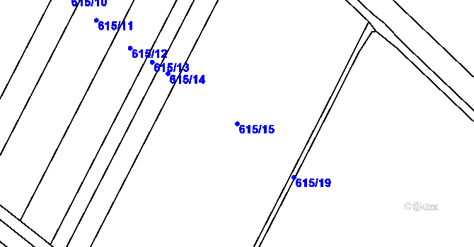 Parcela st. 615/15 v KÚ Oplocany, Katastrální mapa