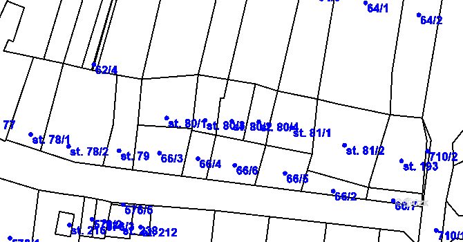 Parcela st. 80/2 v KÚ Oplocany, Katastrální mapa