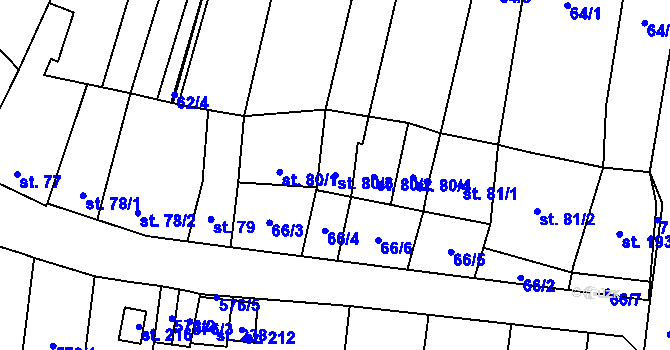 Parcela st. 80/3 v KÚ Oplocany, Katastrální mapa